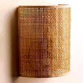 Applique murale demi-cylindre en cannage de rotin naturel