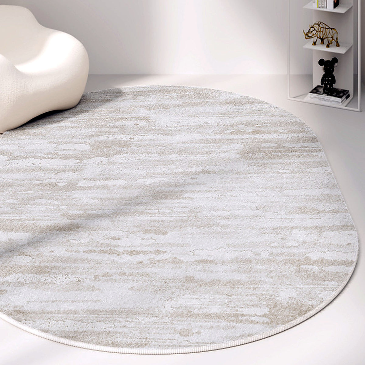 Tapis ovale AUBRYNE, style Lin chiné