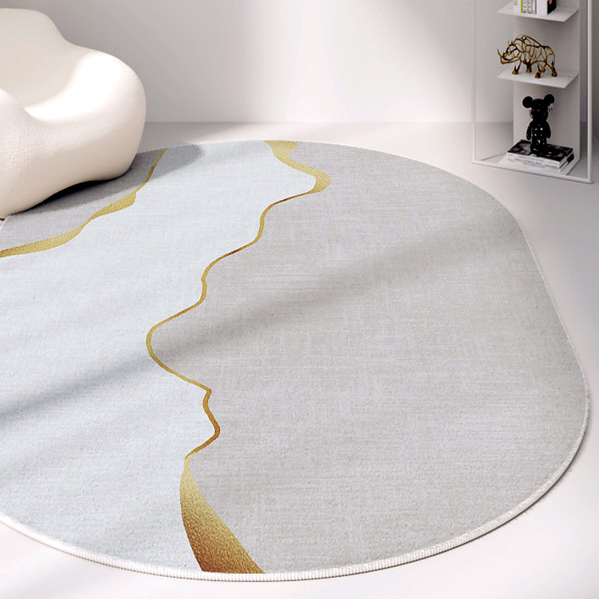 Tapis ovale AUBRYNE, style Vague dorée