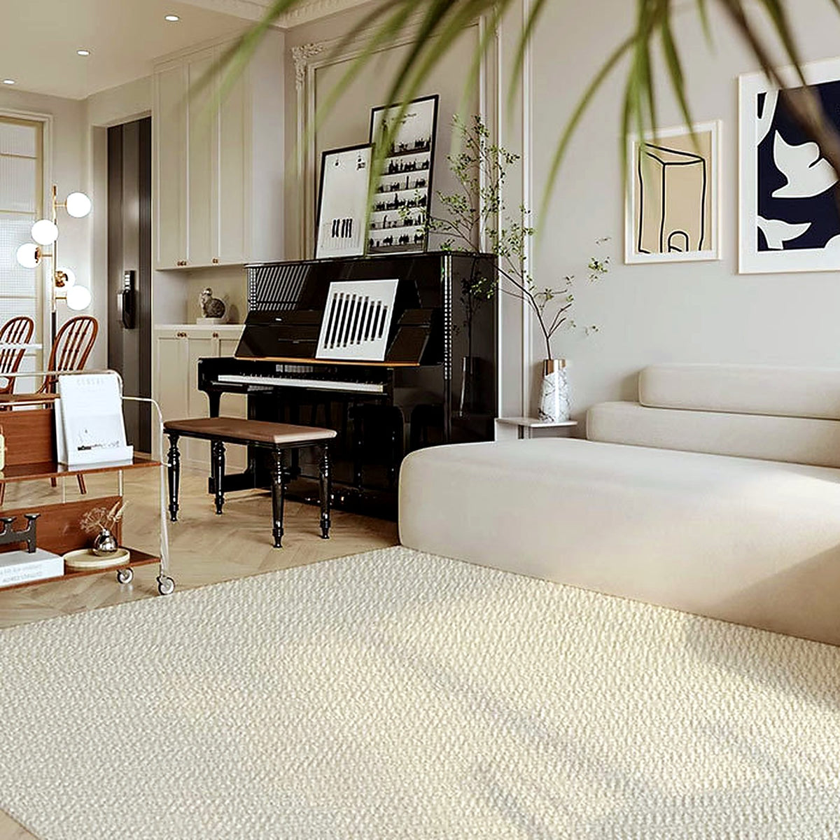 Tapis effet sisal AUBRYNE écru dans un salon