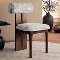 Chaise noyer et tweed beige