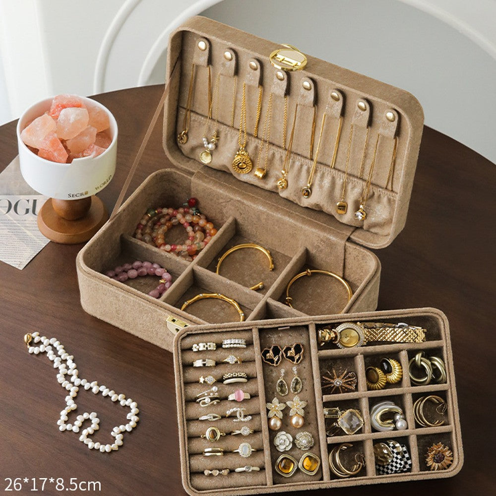 Coffret à bijoux en velours – Taupe