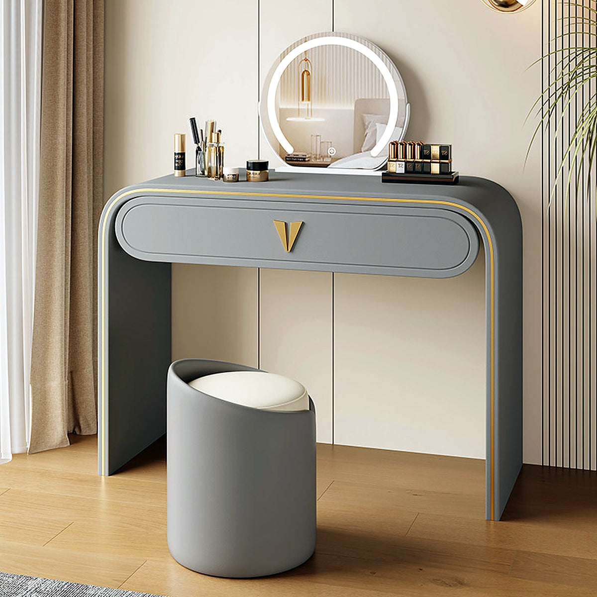 Coiffeuse italienne laquée, coloris gris