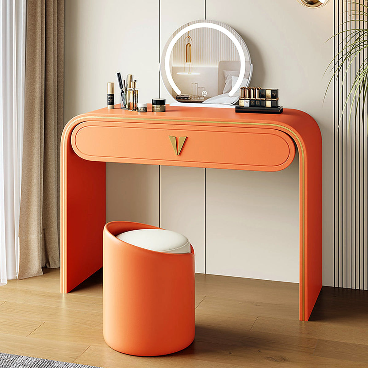 Coiffeuse italienne laquée, coloris orange