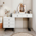 Coiffeuse AUBRYNE blanche, miroir LED organique, ambiance chambre