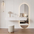 Coiffeuse suspendue crème avec miroir LED toute hauteur