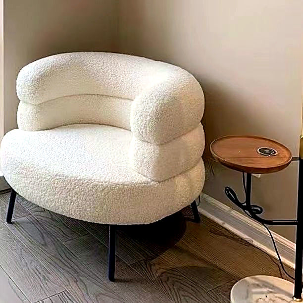 Fauteuil rond en peluche teddy, style girly