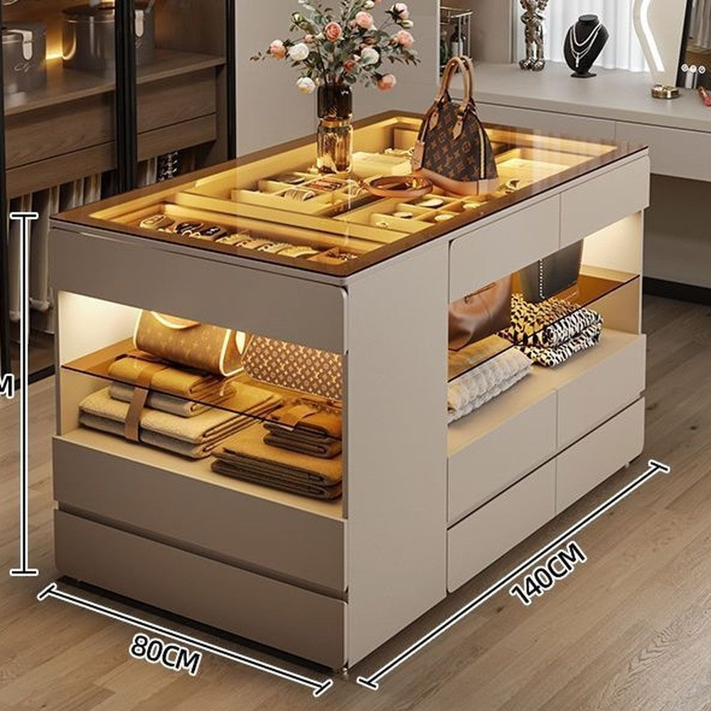 Îlot central de dressing – Café au lait, 140 cm