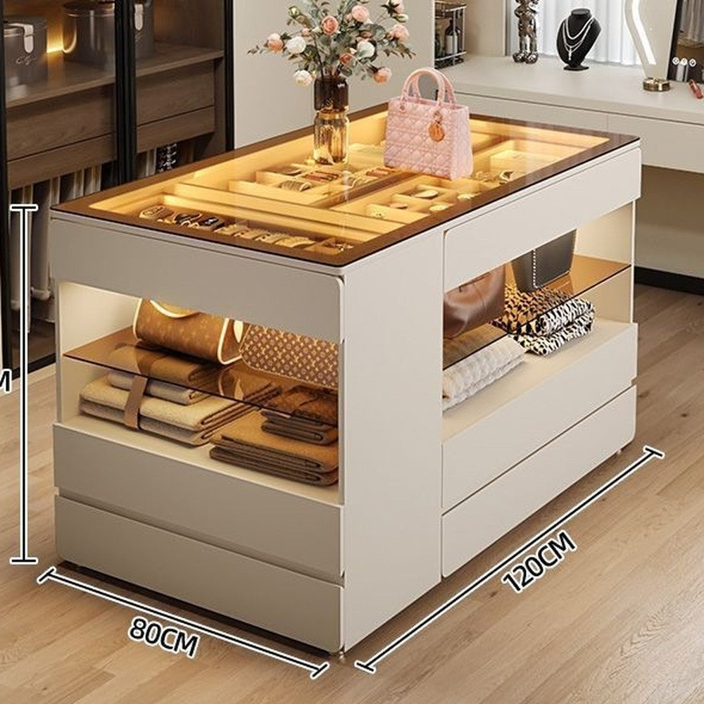 Îlot central de dressing – Blanc crème, 120 cm