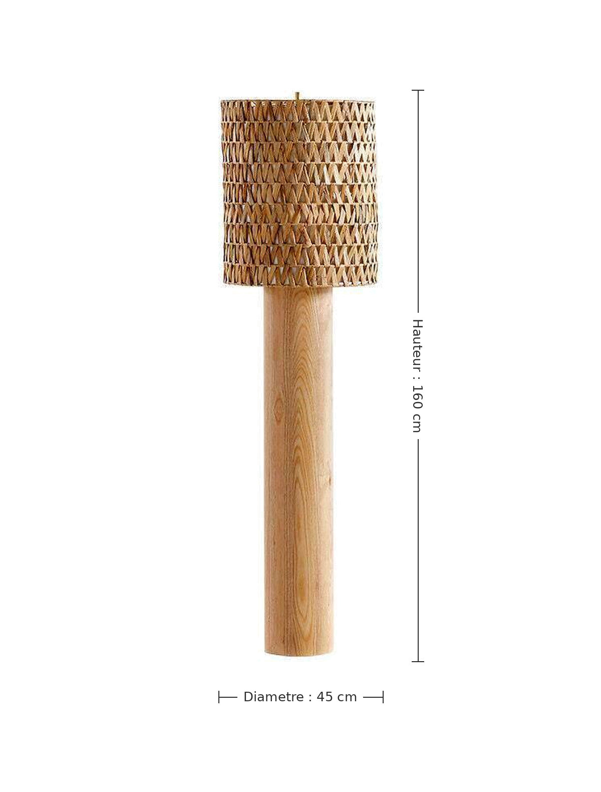 Lampadaire tressé - dimensions : Ø 45 × H 160 cm