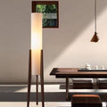 Lampadaire tripode en bois massif avec abat-jour tissu