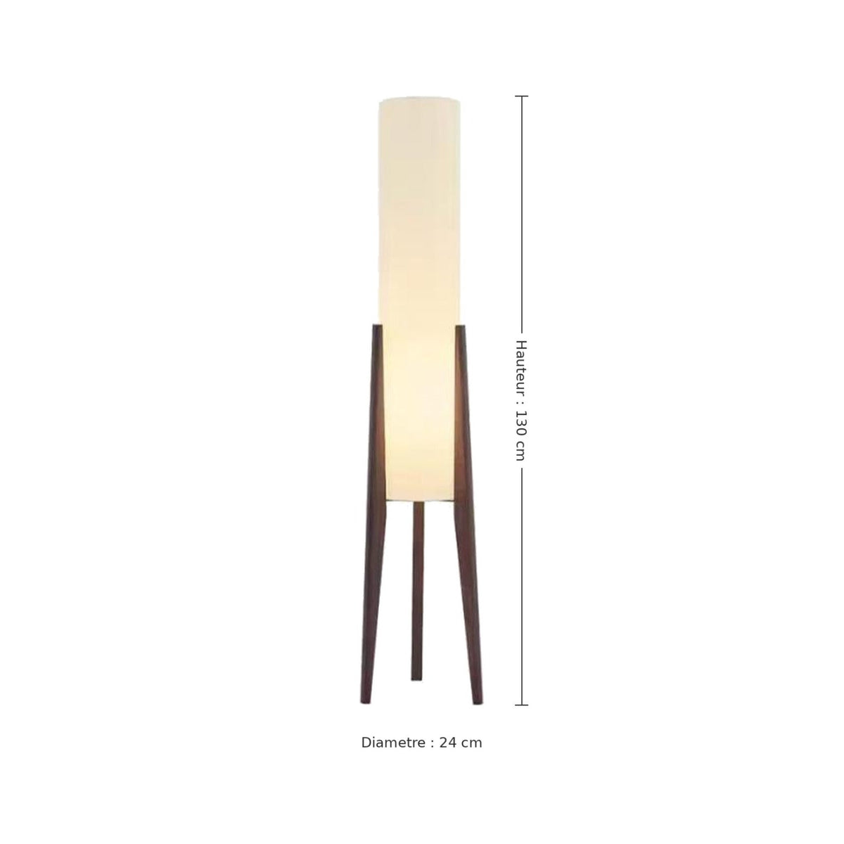 Lampadaire tripode - dimensions : Ø 24 × H 130 cm