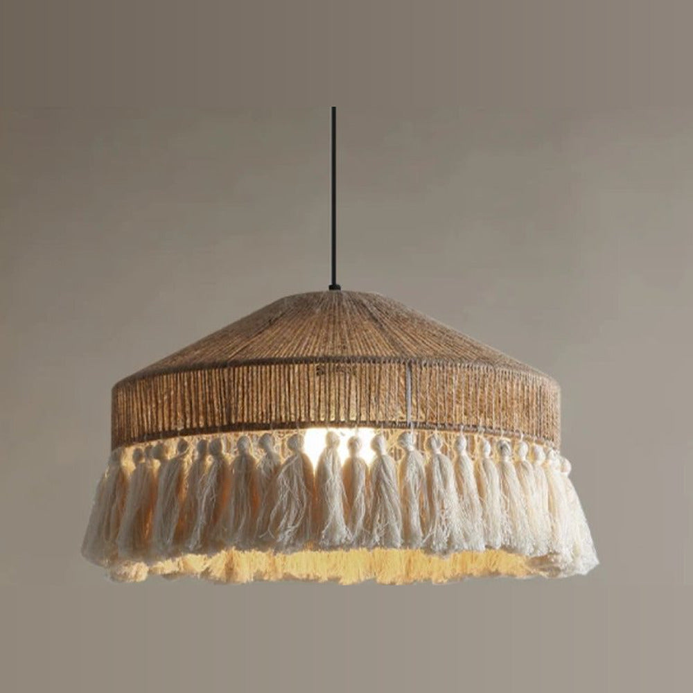 Suspension jute à franges, forme évasée, Ø 30 cm