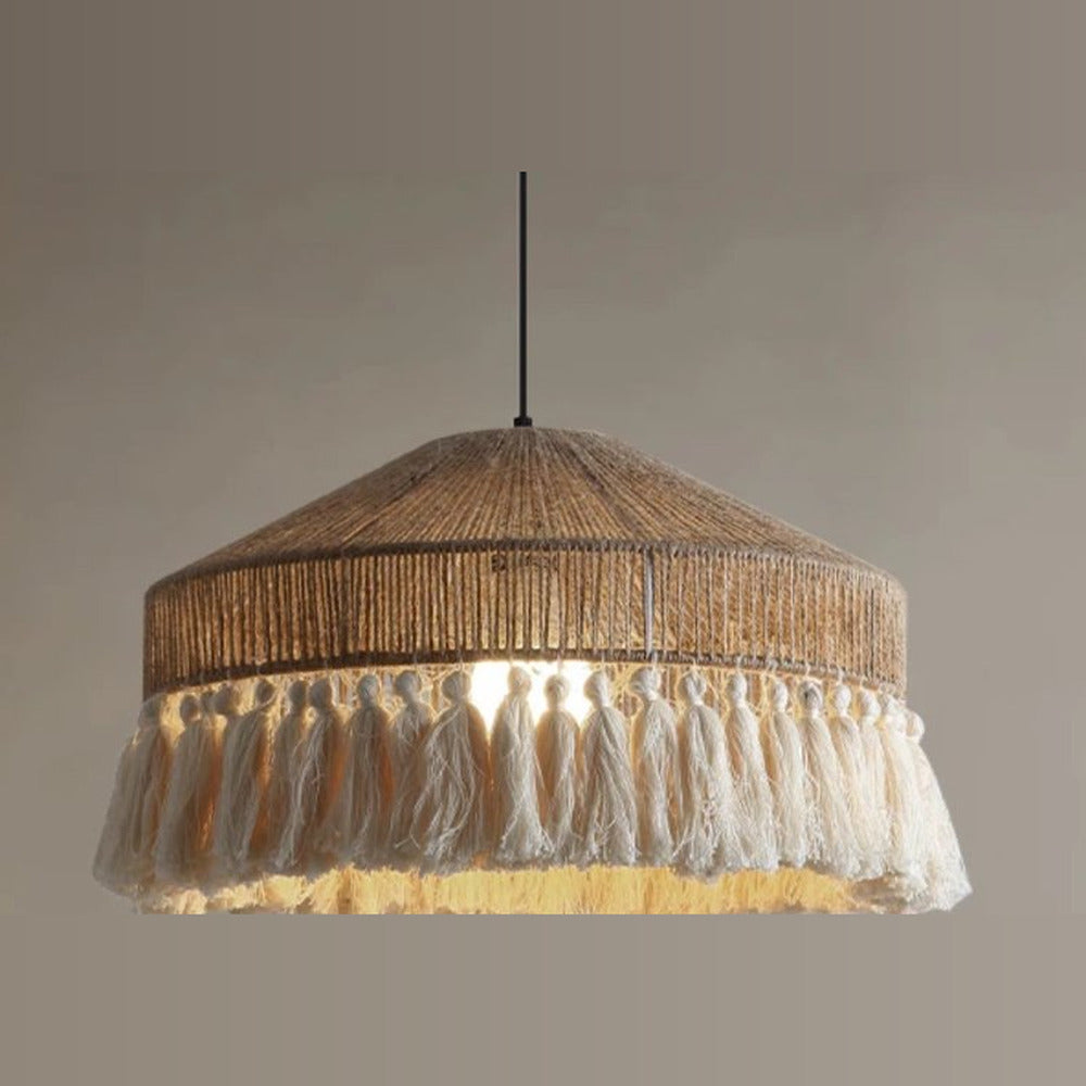 Suspension jute à franges, forme évasée, Ø 50 cm