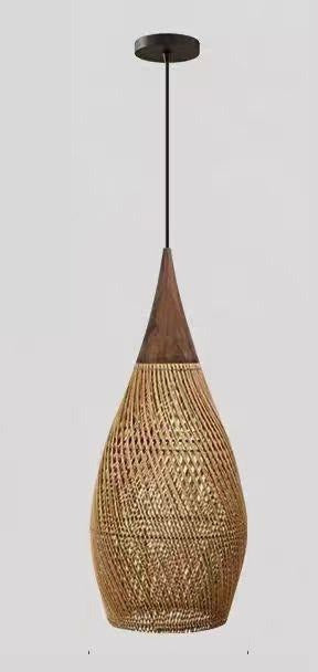 Suspension rotin marron, forme goutte