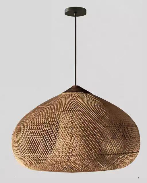 Suspension rotin marron, forme ronde