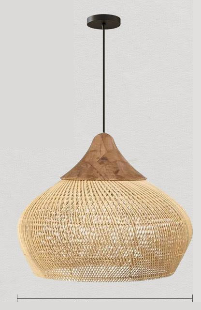 Suspension rotin naturel, forme ronde