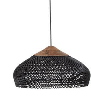 Suspension rotin noir, forme plate