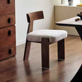 Chaise de salle à manger AUBRYNE en frêne teinte noyer, assise chenille chinée