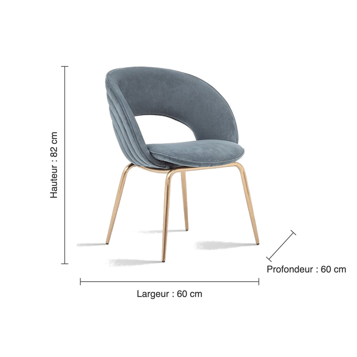 Chaise enveloppante – dimensions : 60 × 60 × 82 cm, fond blanc