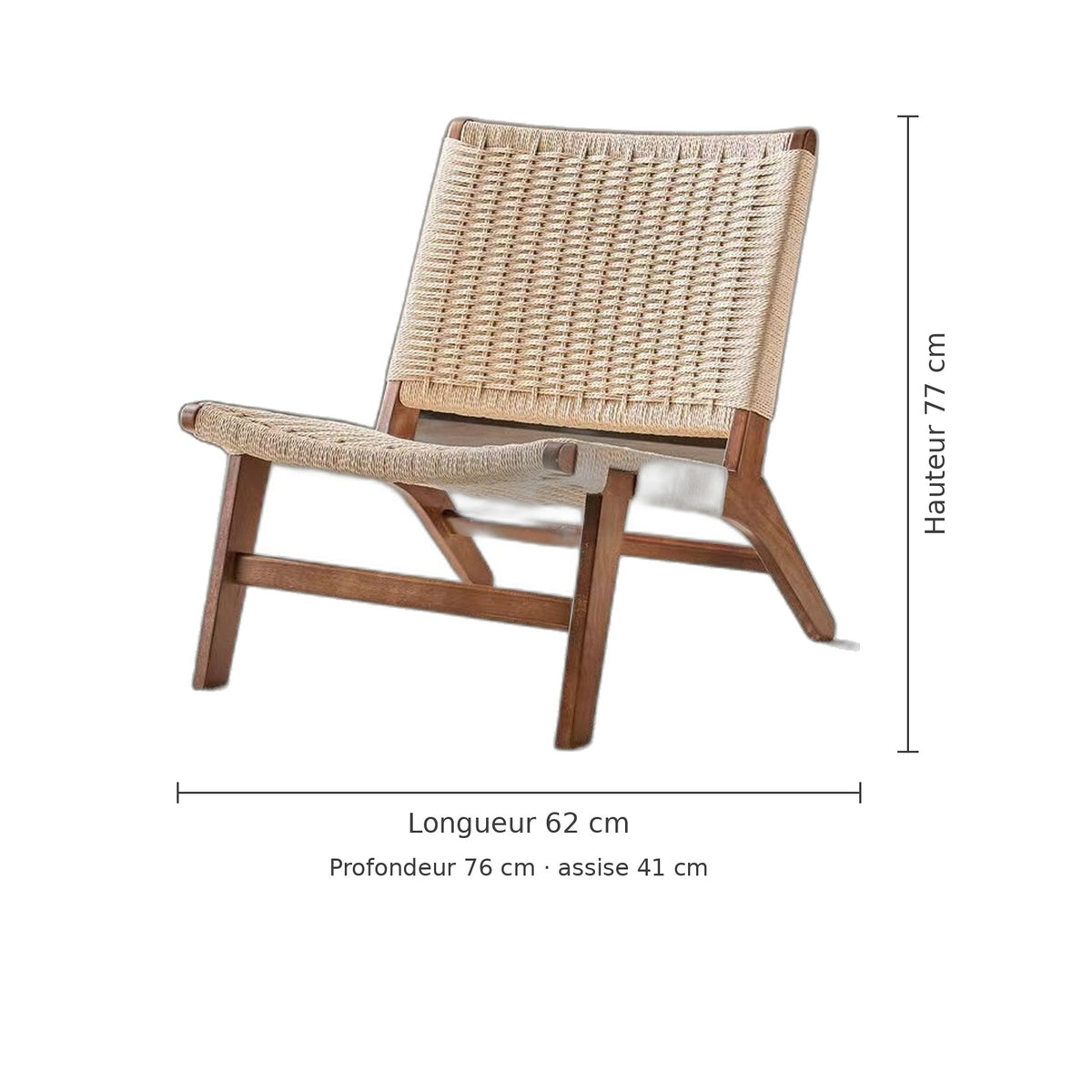 Dimensions de la chaise lounge en corde tressée