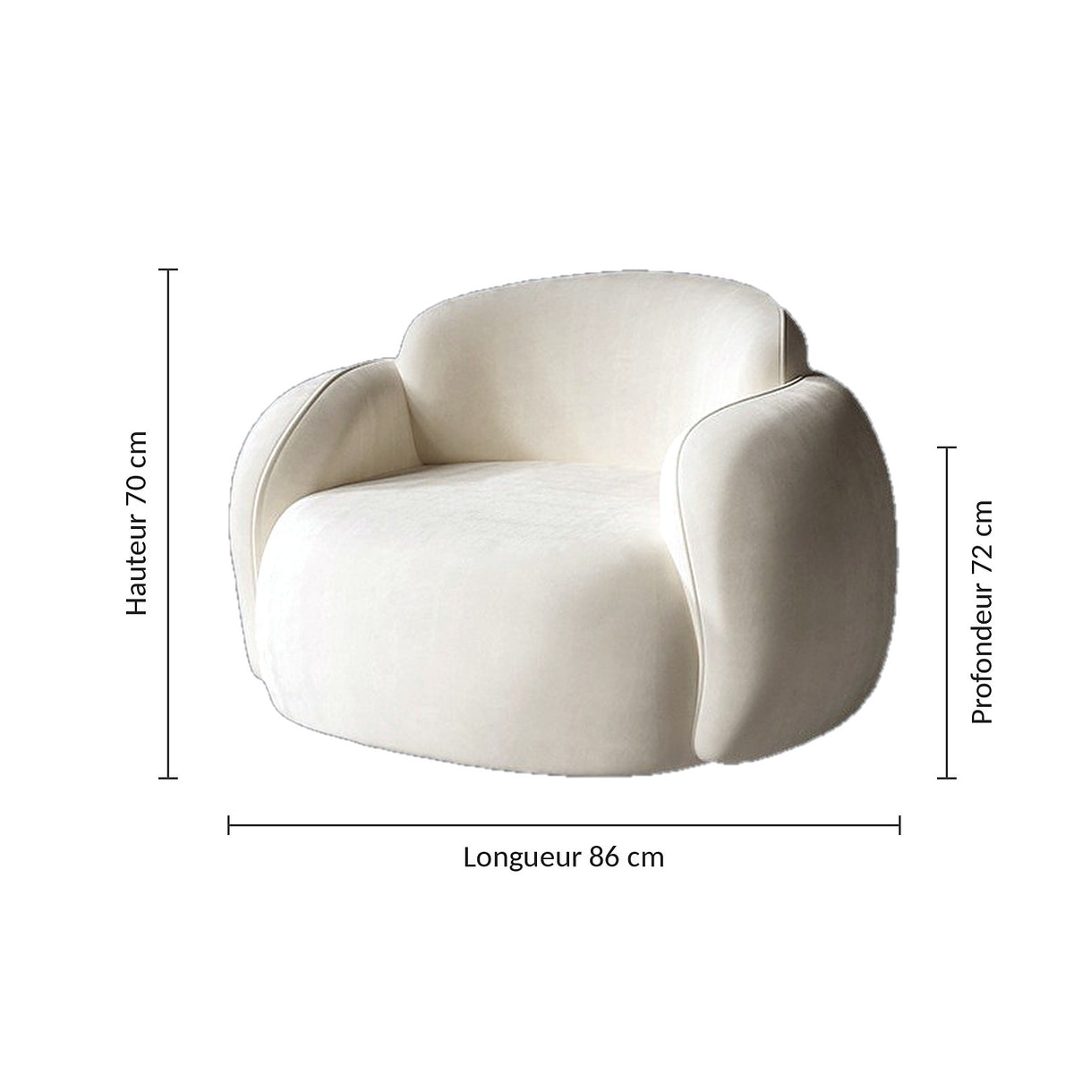 Fauteuil cocon arrondi, dimensions