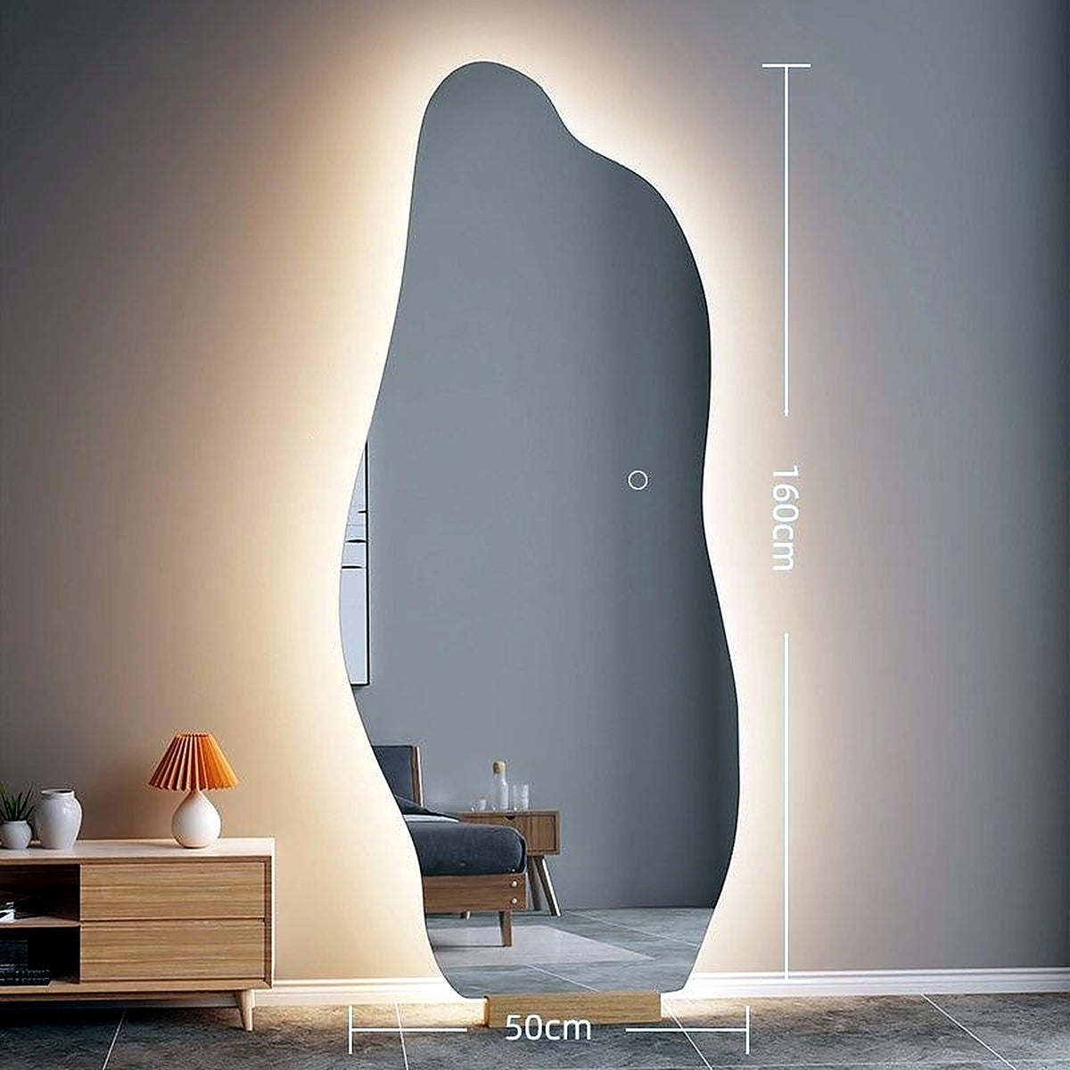 Miroir nuage lumineux format 160 × 50 cm