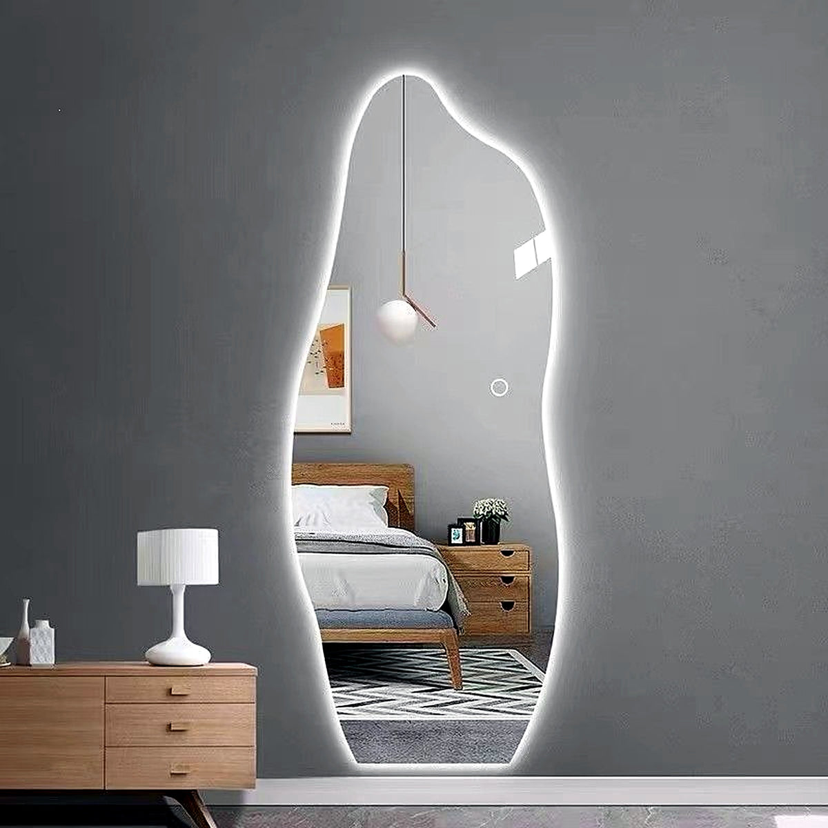 Miroir nuage lumineux sur mur gris