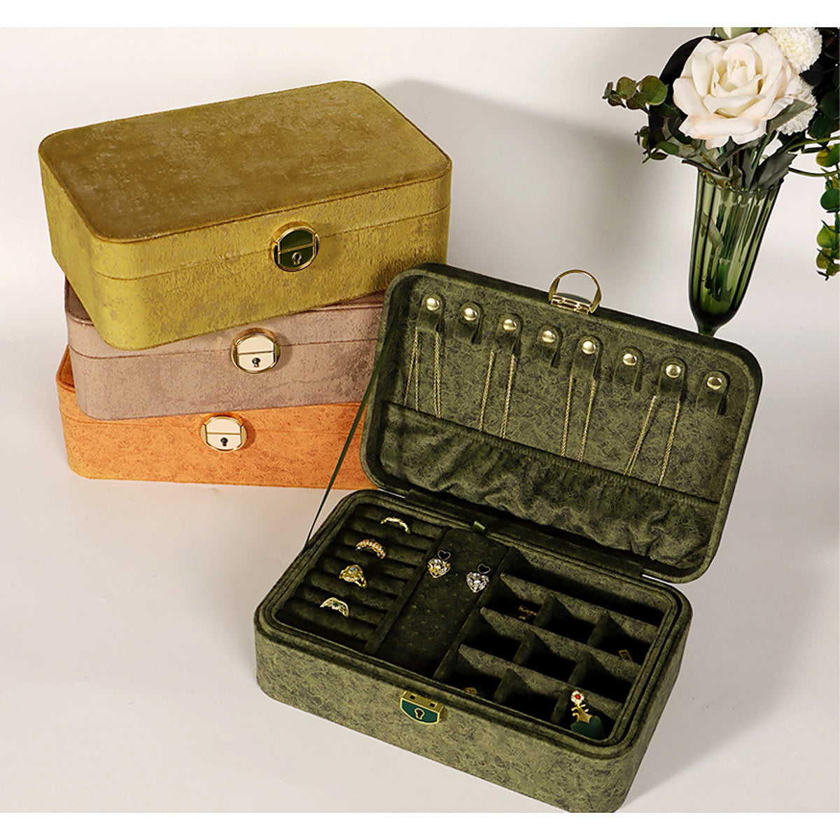 Coffret à bijoux AUBRYNE en velours, coloris disponibles