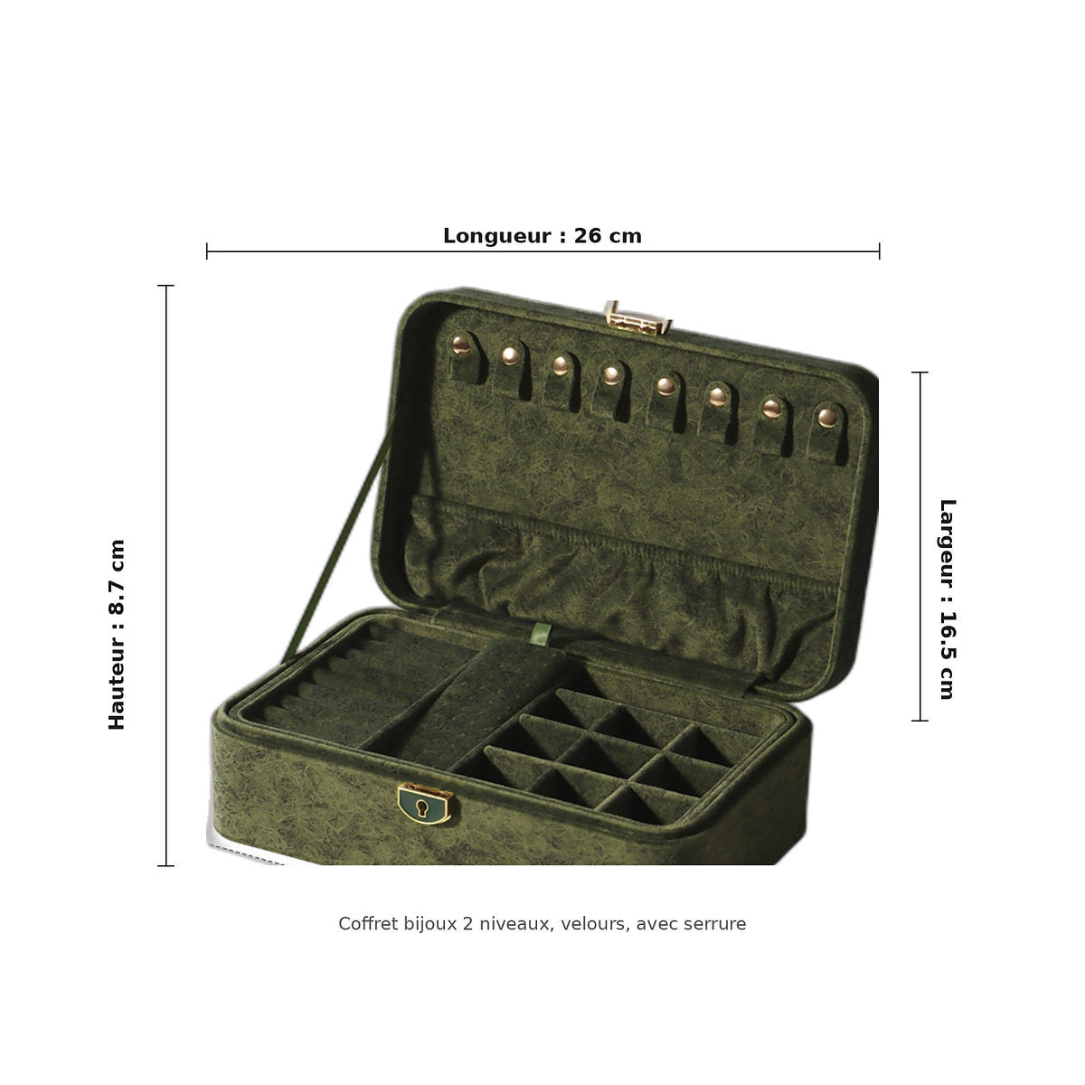Coffret à bijoux AUBRYNE, dimensions