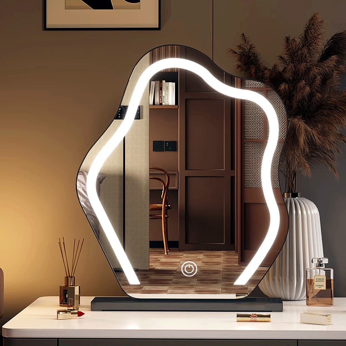 Miroir nuage LED socle noir