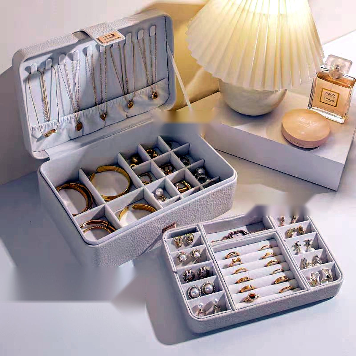Coffret à bijoux AUBRYNE, porte-colliers et tiroir amovible
