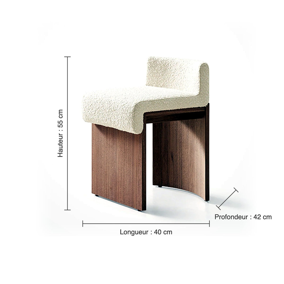 Tabouret de coiffeuse teddy AUBRYNE, dimensions : 40 × 42 cm, hauteur 55 cm